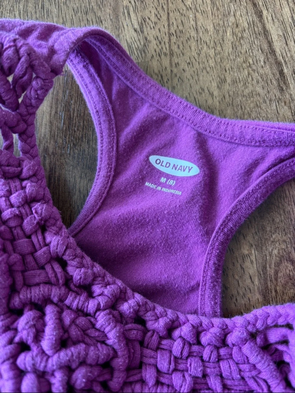 Old Navy Purple Crochet-Yoke Tank Top